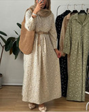 کفتان زنانه چاپ گل گچی جنس لینن