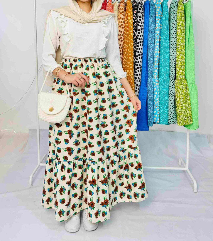 دامن زنانه چین دار جنس پفکی