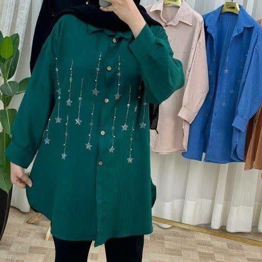 مانتو زنانه نگین دار جنس شانتون