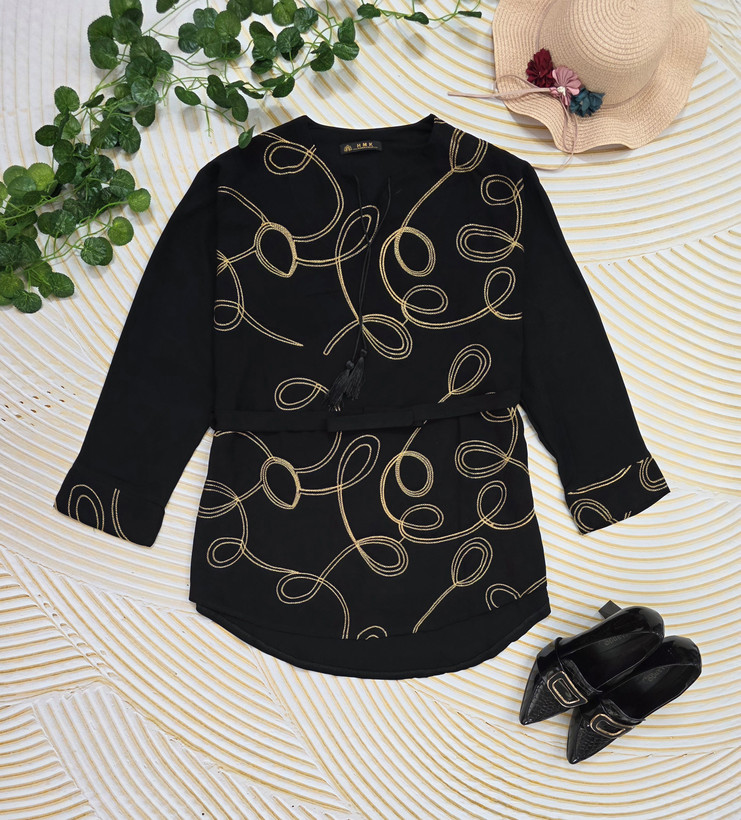 خرید شومیز زنانه رنگ مشکی جنس نخ پنبه