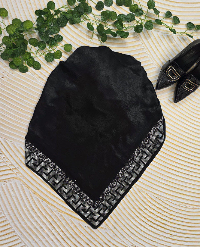 روسری زنانه مدل نگین کوب رنگ مشکی