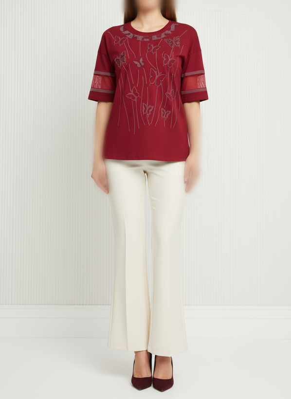 بلوز زنانه آستین کوتاه جنس ویسکوز