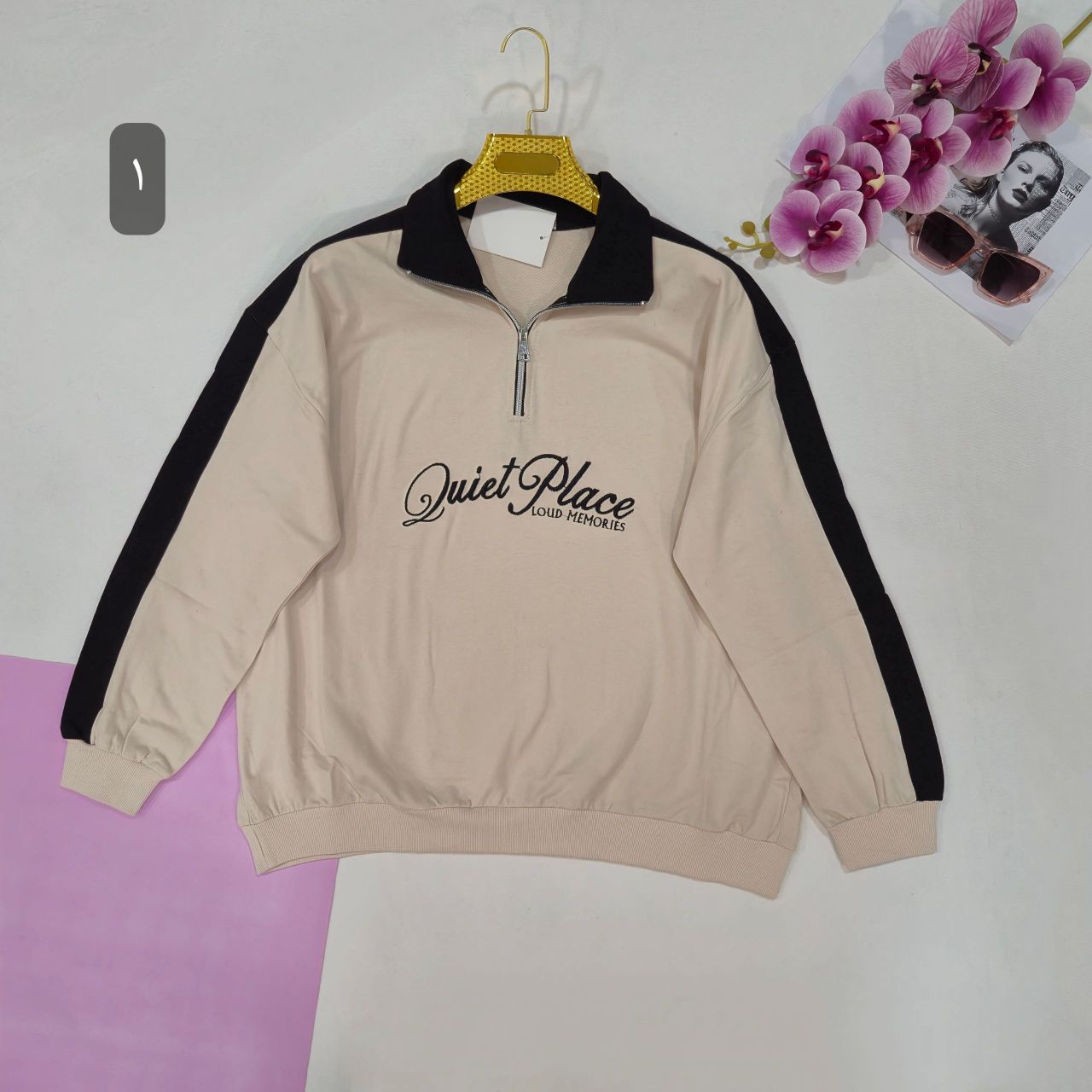 قیمت دورس زنانه مدل نیم زیپ گلدوزی